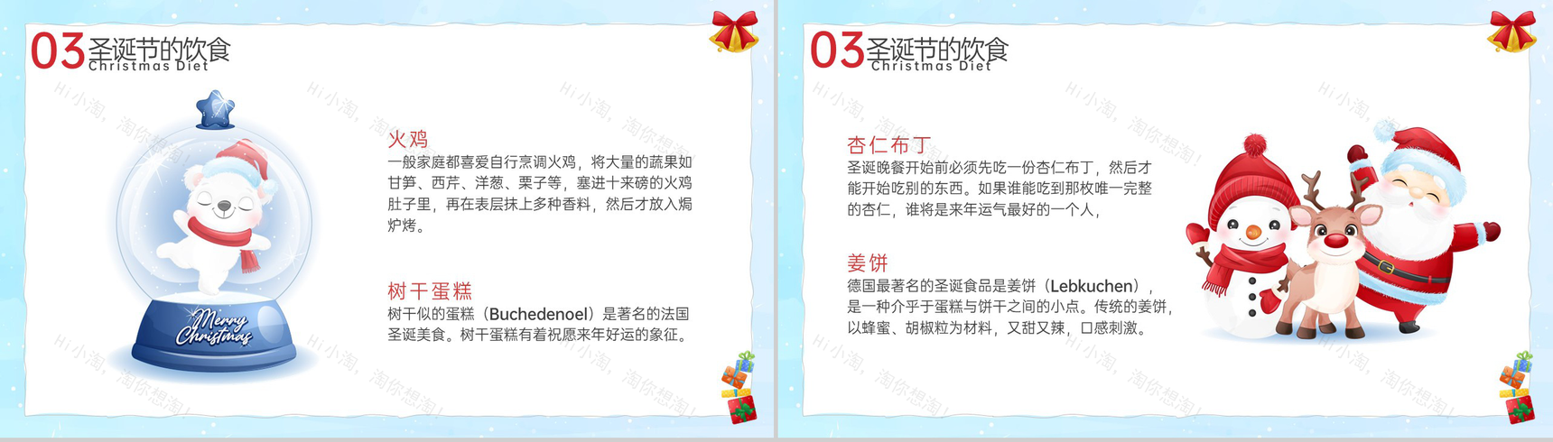 蓝色卡通风圣诞节节日介绍圣诞节美食PPT模板-6