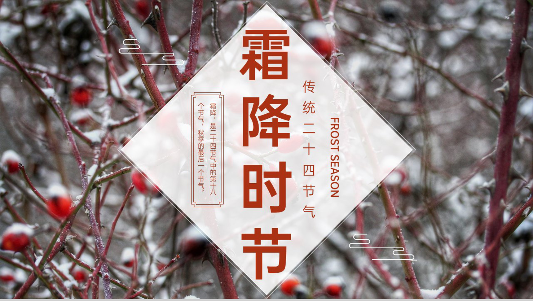 黄色简约风传统节气之霜降节气候介绍PPT模板