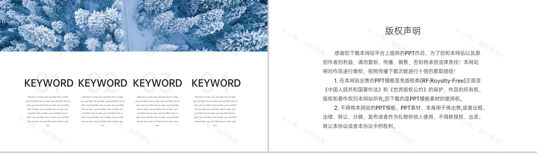 蓝色文艺商务风冬天主题商务工作总结PPT模板-10