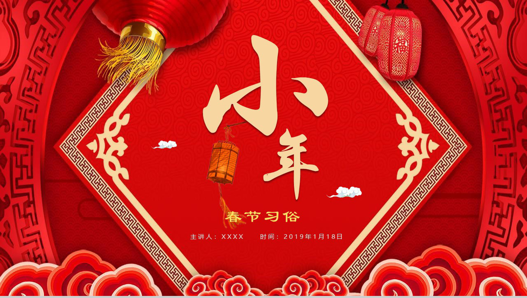 小年春节习俗过年宣传PPT模板