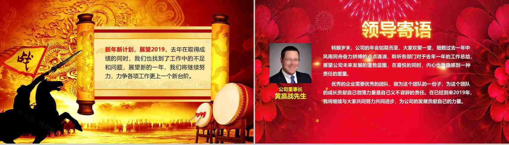 五福临门开门红年终大会PPT模板-4