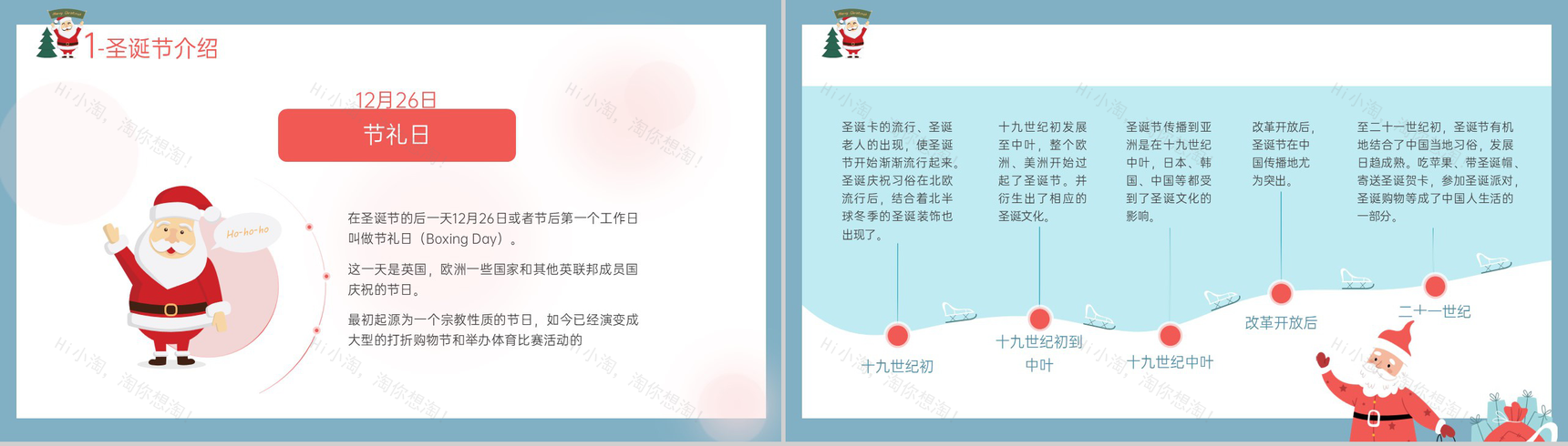 蓝色可爱卡通圣诞节习俗介绍活动策划宣传主题PPT模板-4
