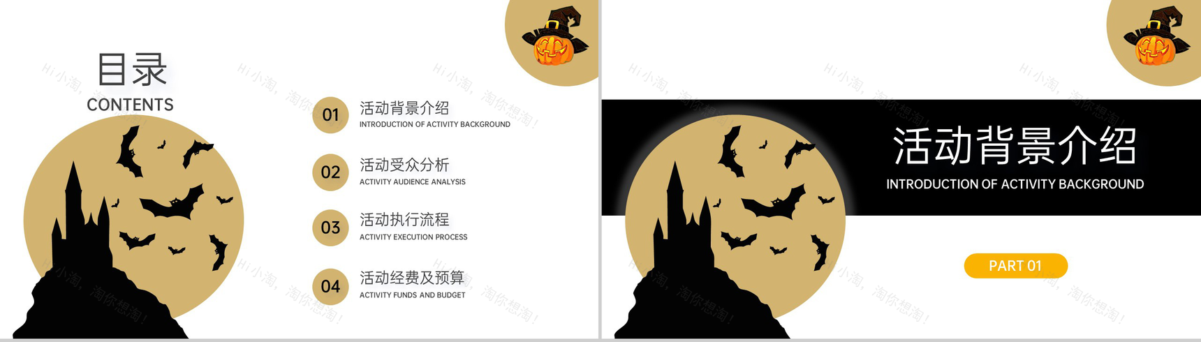 黑白简约风万圣节活动策划方案活动受众分析PPT模板-2