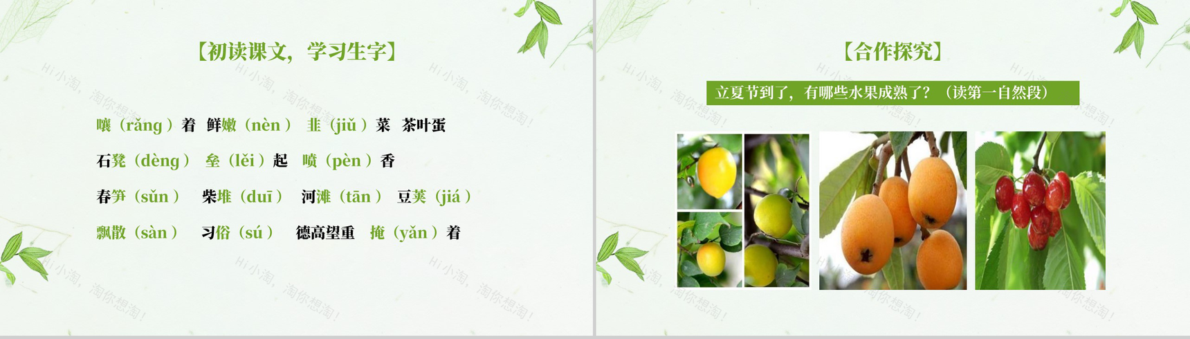 唯美清新夏天第一课立夏节到了教学课件PPT模板-3