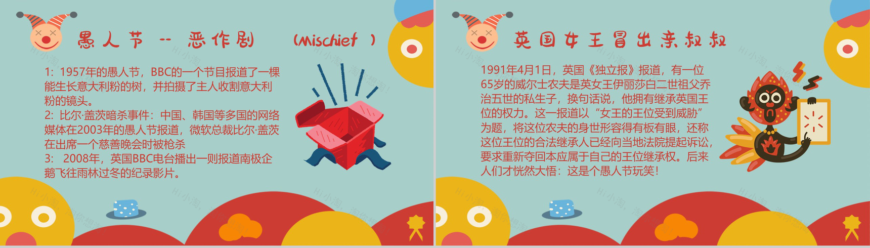 创意可爱卡通愚人节介绍愚人节怎么过PPT模板-4