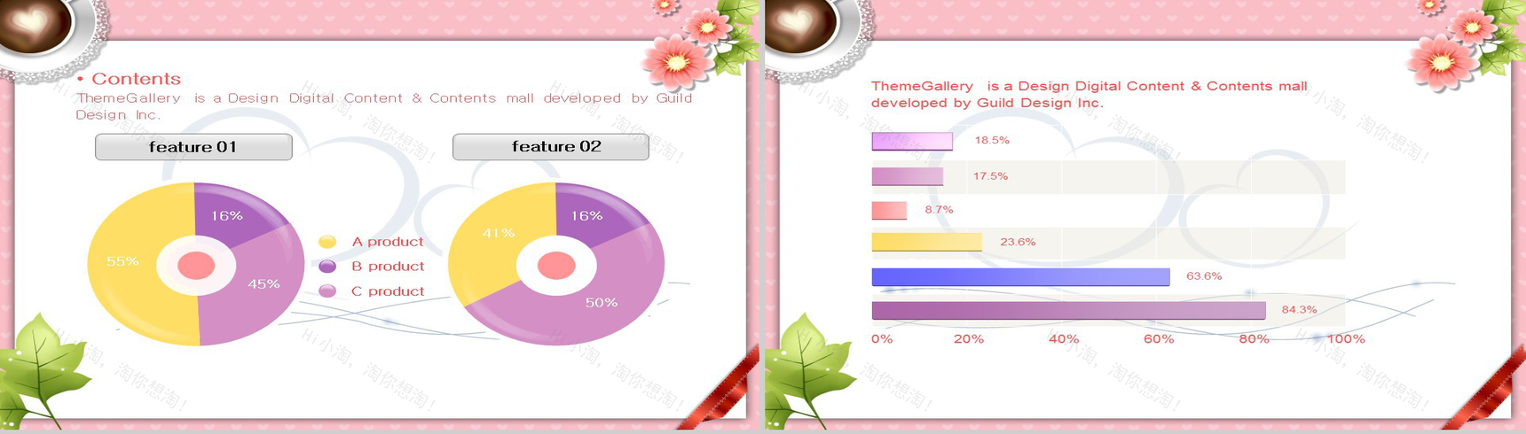 浪漫花朵卡通节日通用PPT模板-25