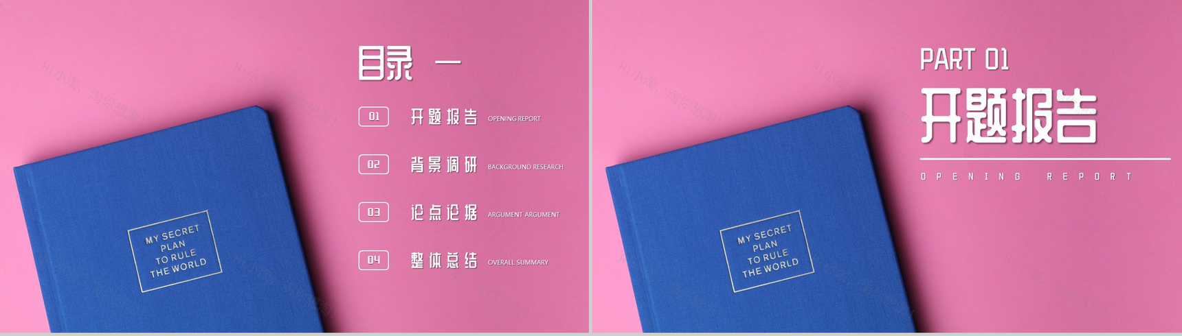 唯美清新粉色设计开题报告毕业答辩通用PPT模板-2