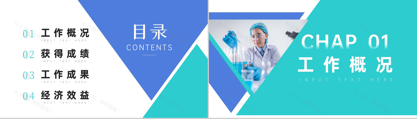 蓝白简约工作成果答辩PPT模板-2