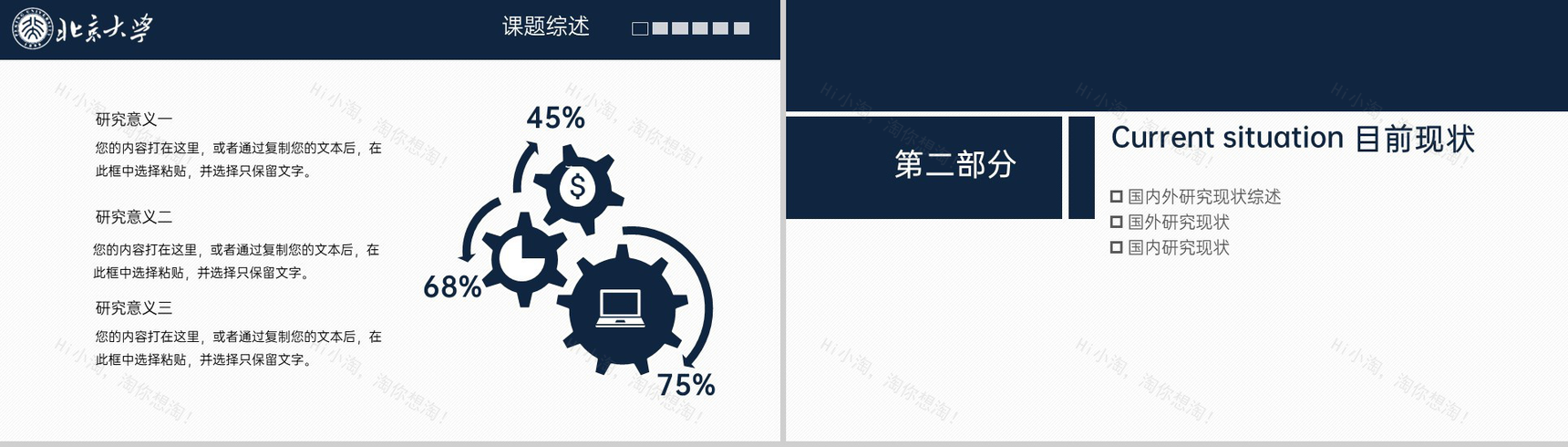 蓝色简约风北京大学毕业论文答辩课题综述PPT模板-6