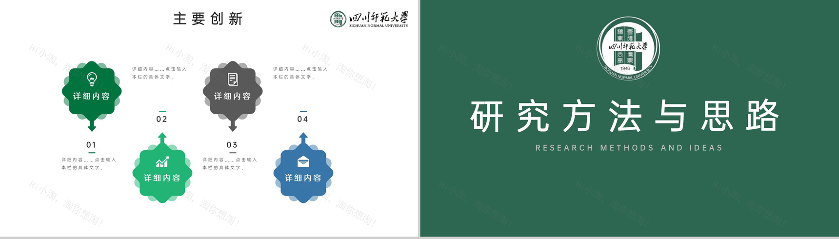 绿色简约风四川师范大学毕业论文答辩研究成果PPT模板-5