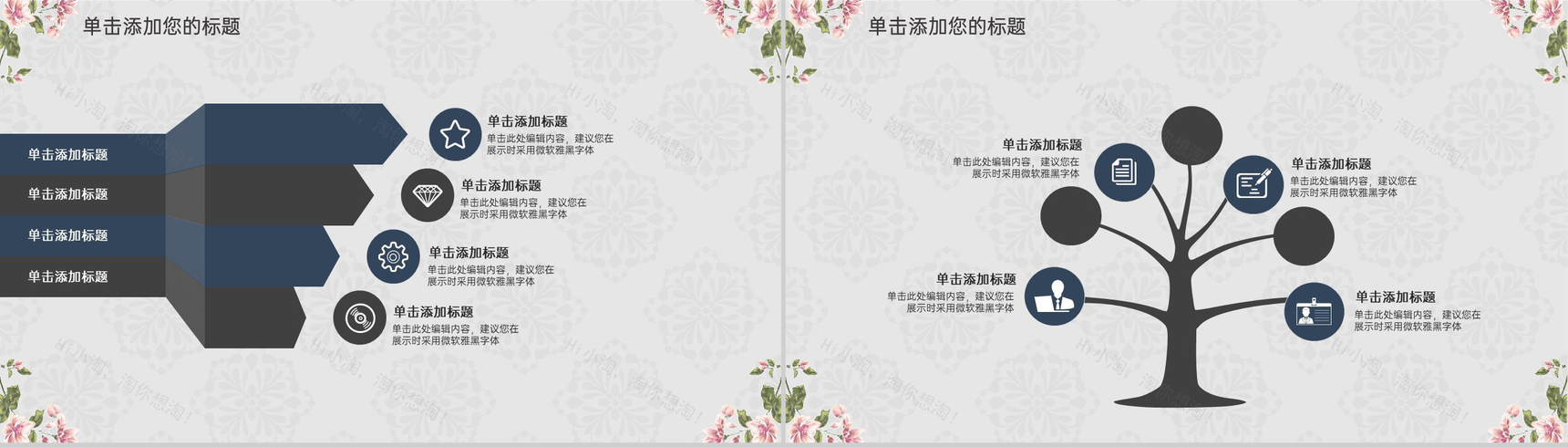 灰色小清新文艺花边毕业论文答辩PPT模板-8