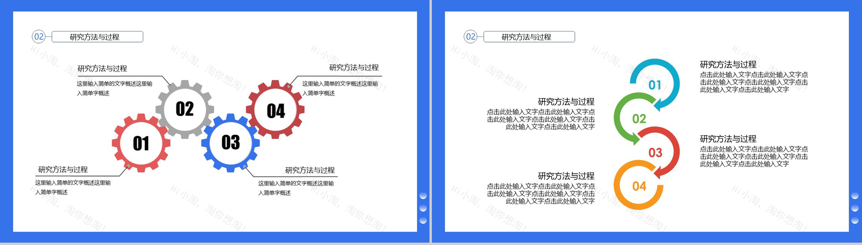 蓝色背景扁平卡通毕业答辩PPT模板-5