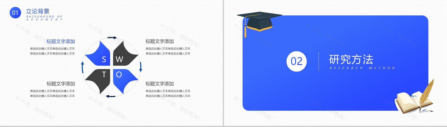 蓝色学术帽背景管理学学士论文答辩PPT模板-4