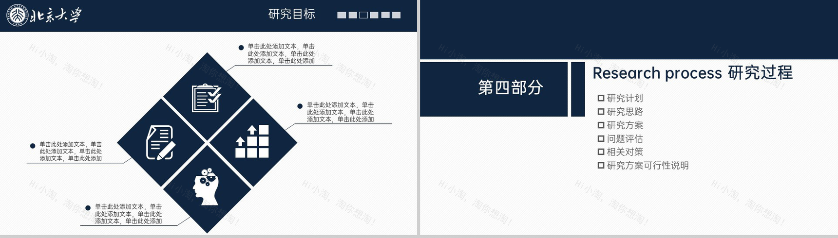 蓝色简约风北京大学毕业论文答辩课题综述PPT模板-11