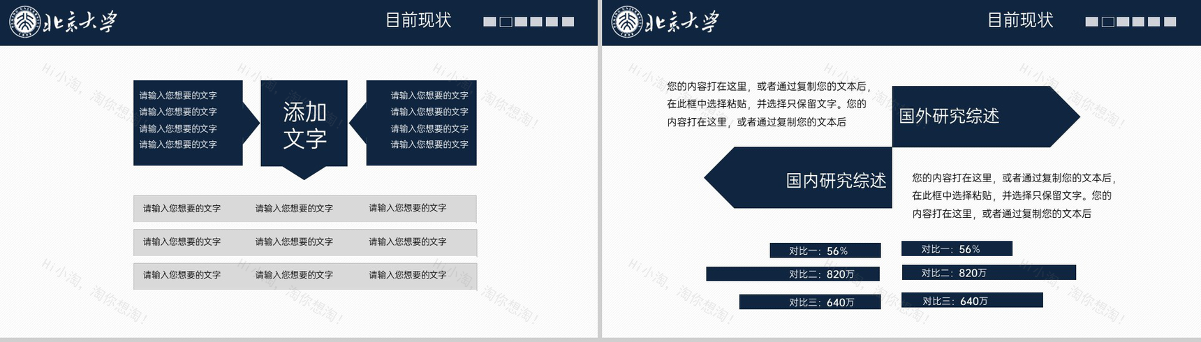 蓝色简约风北京大学毕业论文答辩课题综述PPT模板-8