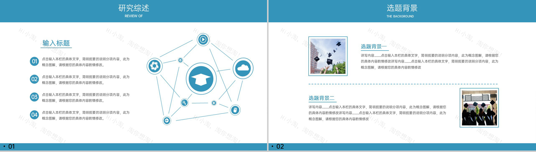 蓝色简约风毕业论文总结研究思路及过程PPT模板-3