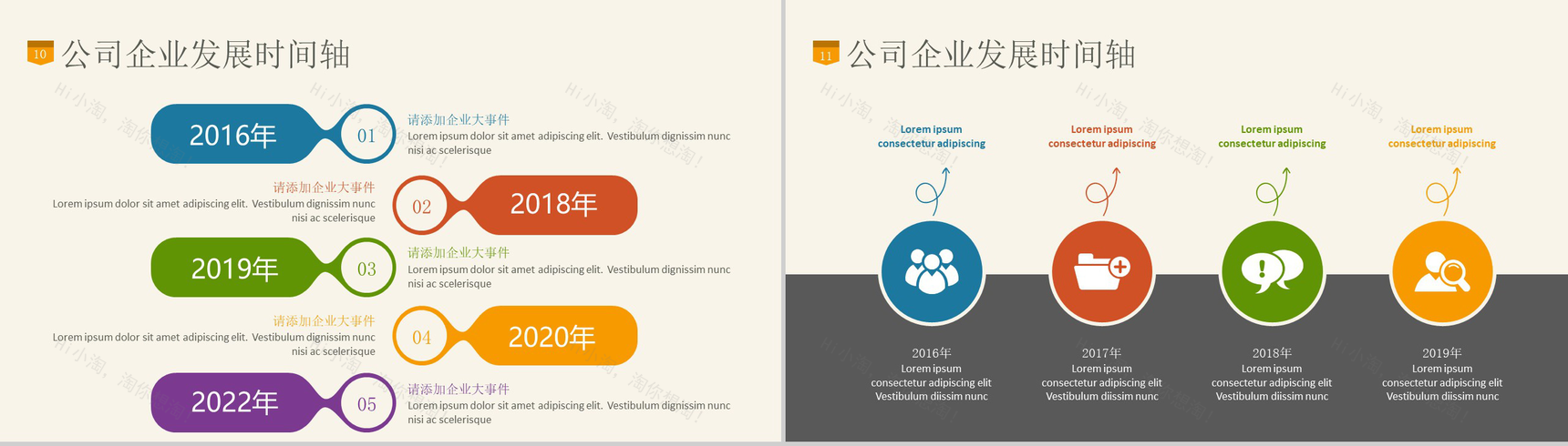 彩色公司企业发展历程时间轴PPT模板-6