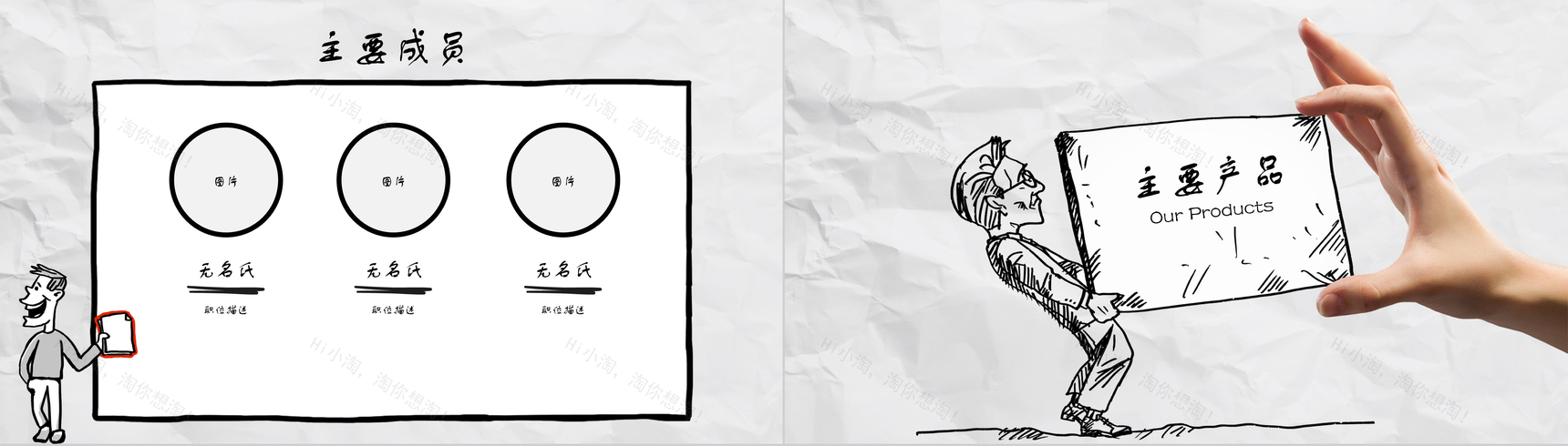 个性创意手绘商务企业简介工作总结报告PPT模板-4