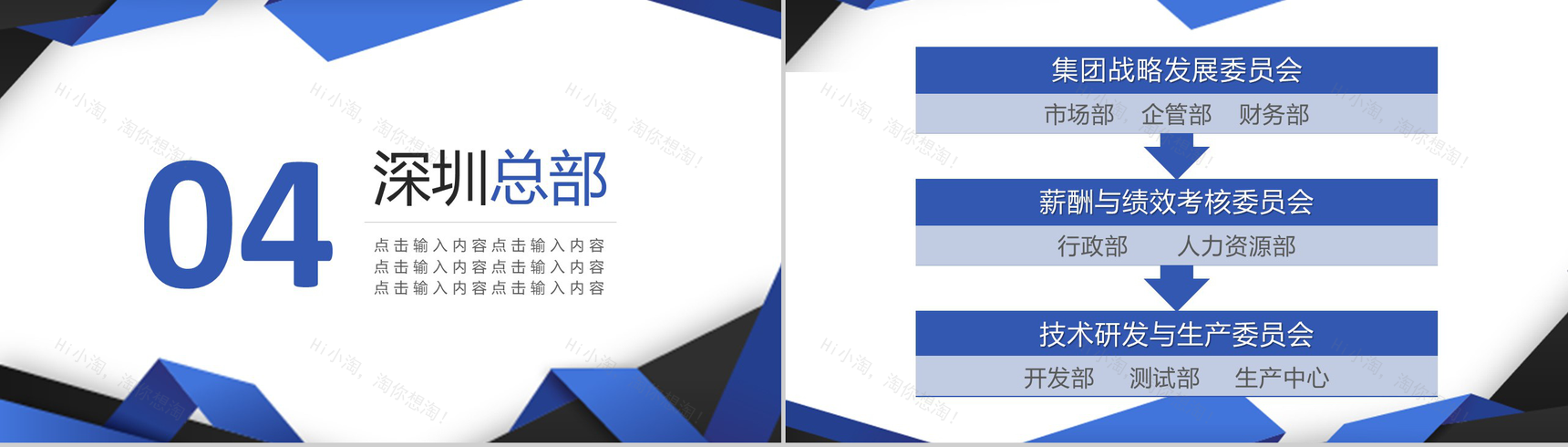 扁平化组织架构图组织结构PPT模板-11