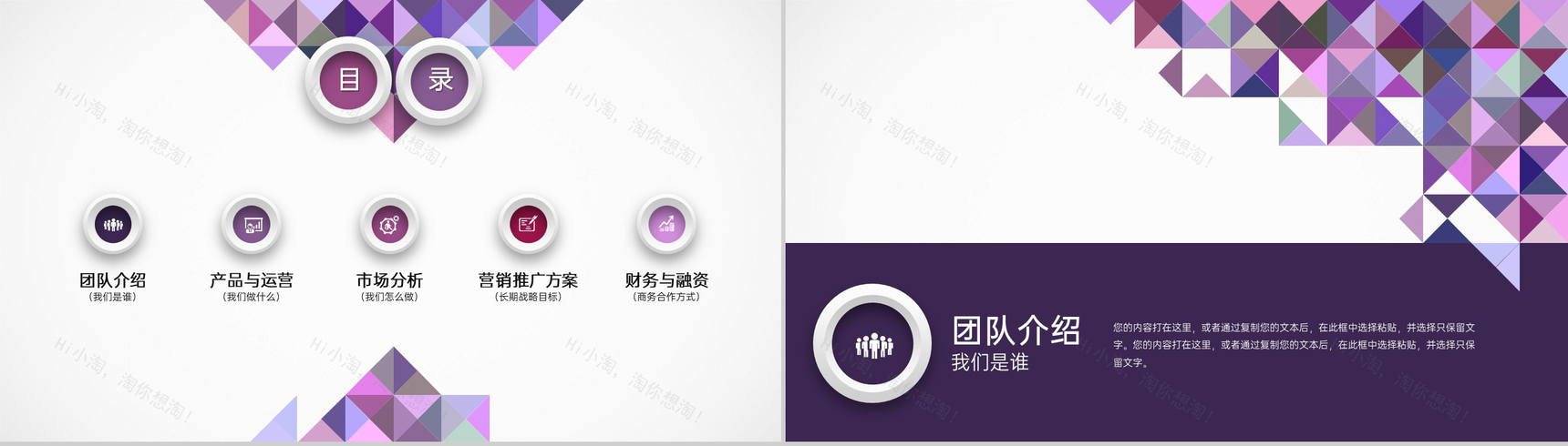 紫色几何创业融资计划书团队介绍市场分析PPT模板-2