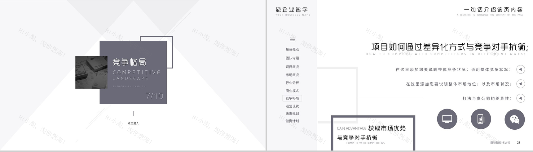 动态简洁设计商业计划书PPT模板-11