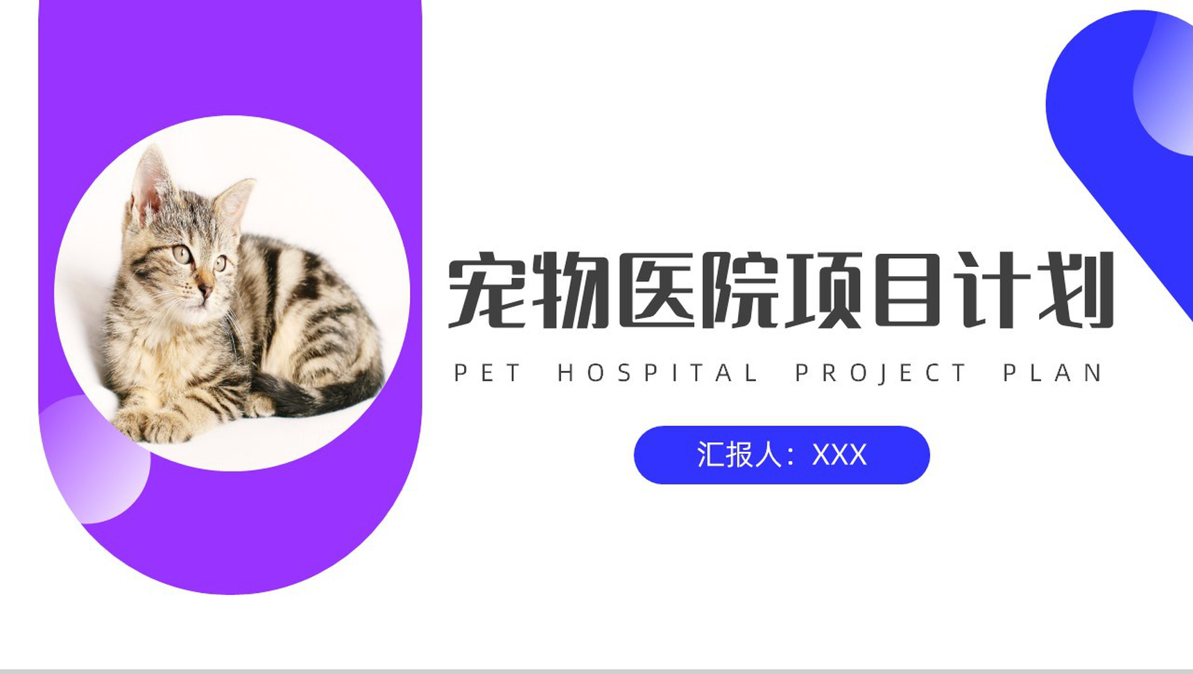 紫色可爱卡通宠物医院项目计划PPT模板