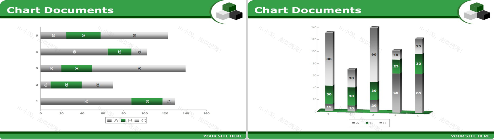 绿色实用简约图表商务PPT模板-5