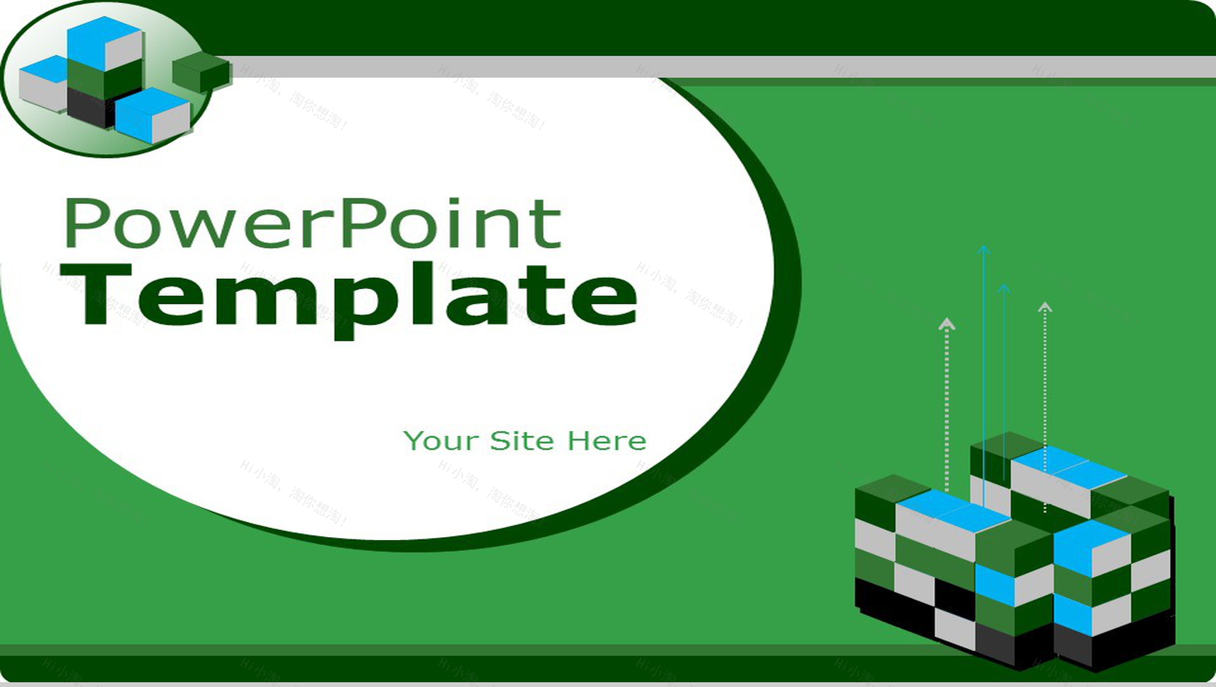 绿色实用简约图表商务PPT模板-1