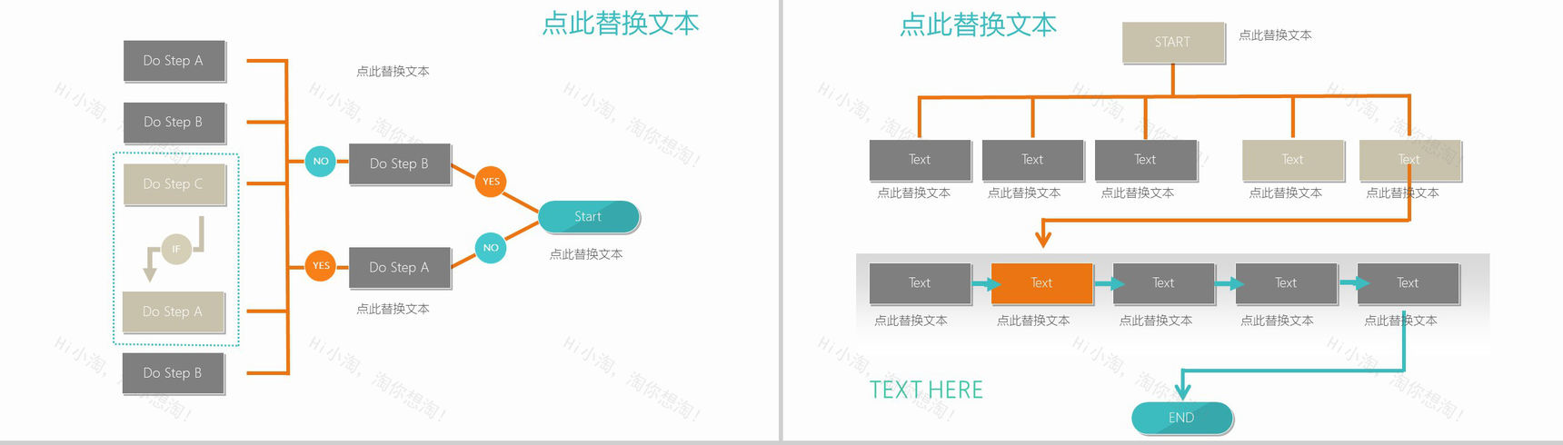 多彩清新PPT架构图表-4