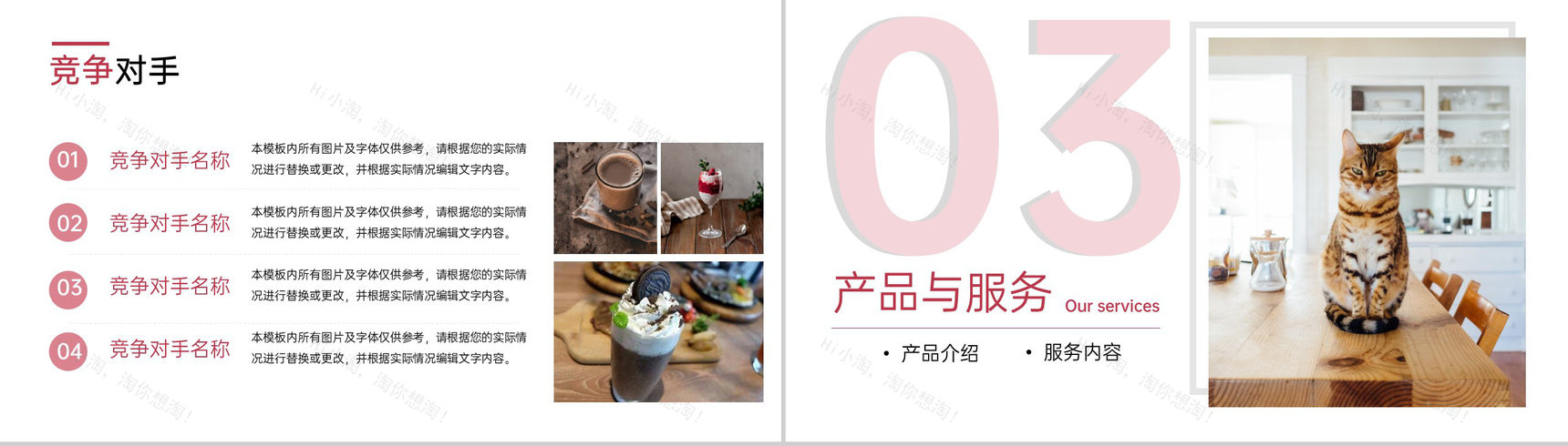 粉色简约风猫舍咖啡馆创业招商计划书PPT模板-6