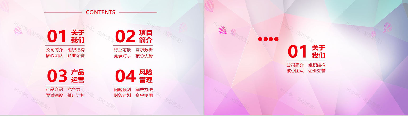 微粒体渐变几何商业策划计划书PPT模板-2