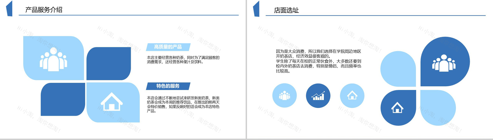 蓝色扁平化大学生奶茶店创业计划书PPT模板-4