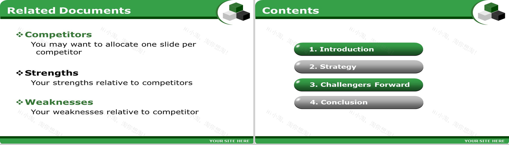 绿色实用简约图表商务PPT模板-2