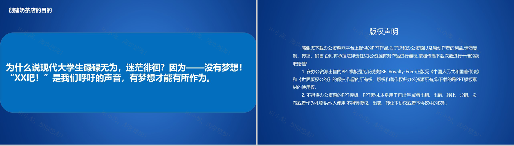 蓝色大气XX奶茶店校内经营创业计划书PPT模板-7