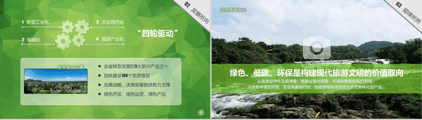 清新绿色大气贵州生态旅行旅游发展道路PPT模板-5