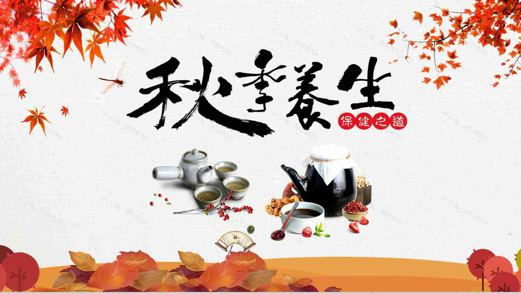 清新复古的养生主题PPT模板-11