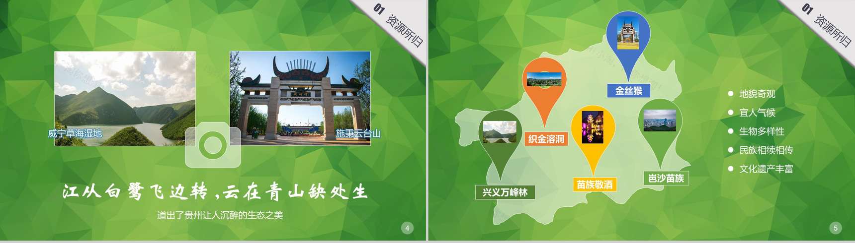 清新绿色大气贵州生态旅行旅游发展道路PPT模板-3