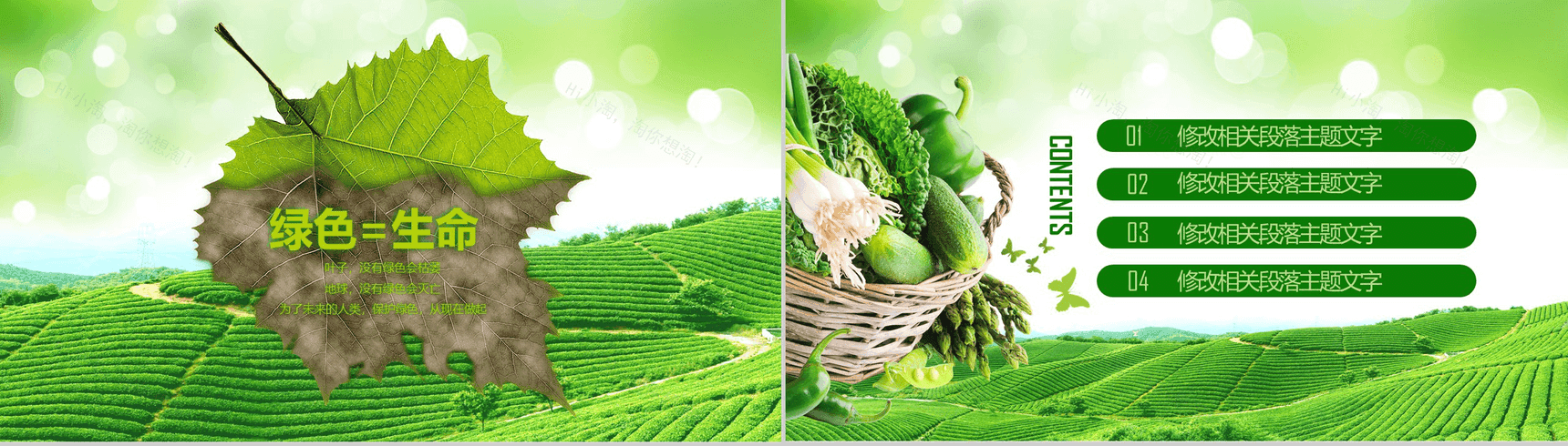 简约绿色清新有机农业环保健康生态旅游PPT模板-2