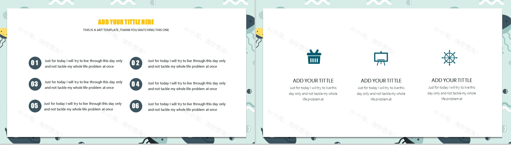 清新卡通纯色可爱通用PPT模板-8