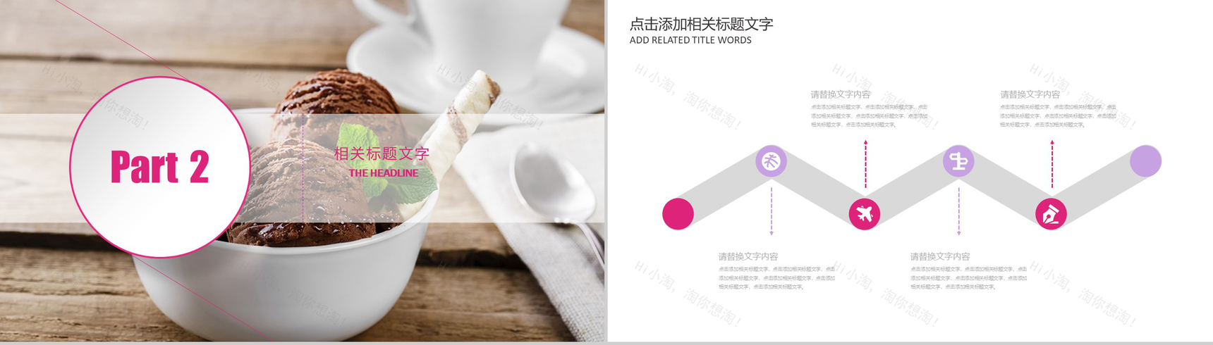 粉色咖啡餐饮小甜点展示PPT模板-5