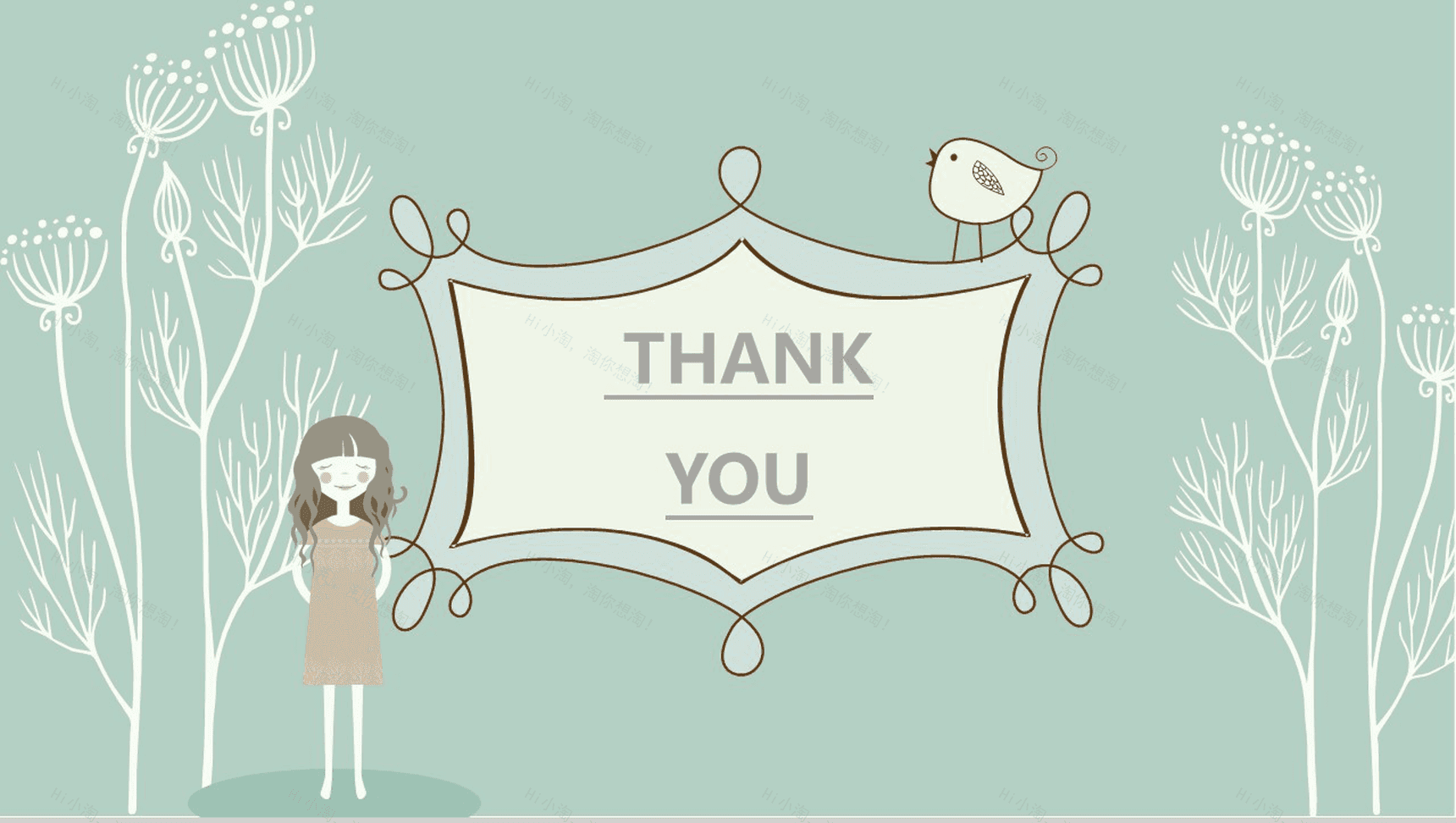 小清新手绘插画通用PPT模板-14