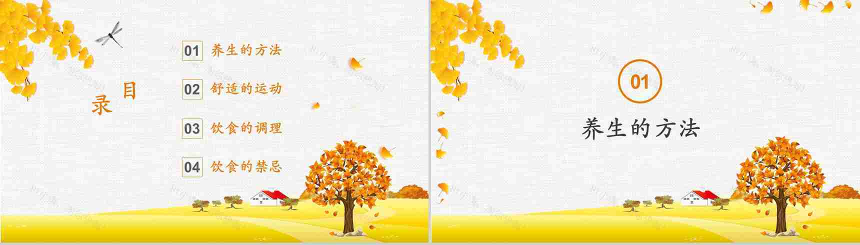 主题健康养生的PPT模板-2