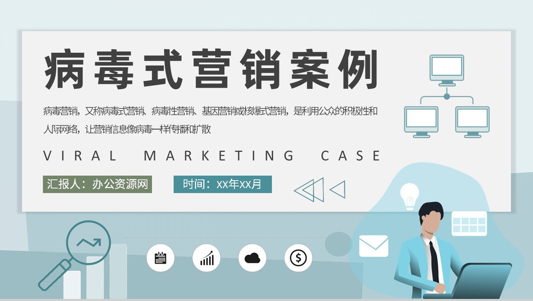 自媒体公司病毒式营销案例分析口碑传播策略学习PPT模板