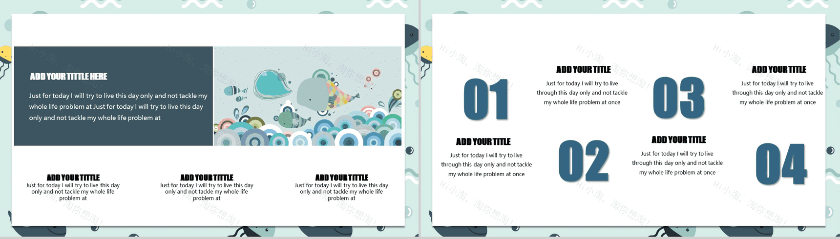 清新卡通纯色可爱通用PPT模板-6