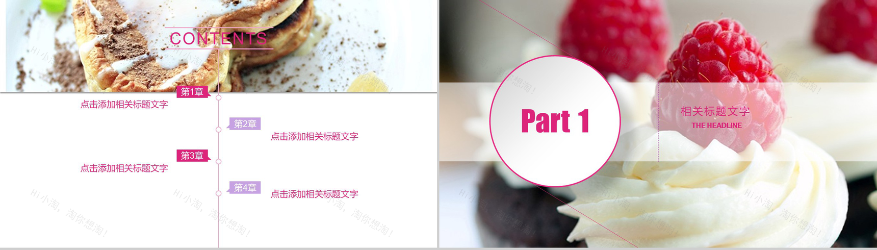 粉色咖啡餐饮小甜点展示PPT模板-2