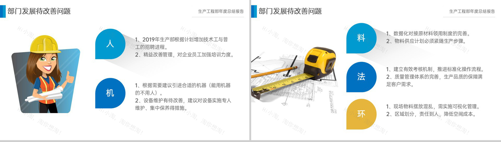 创意蓝色员工述职汇报生产工程部年度总结报告PPT模板-8