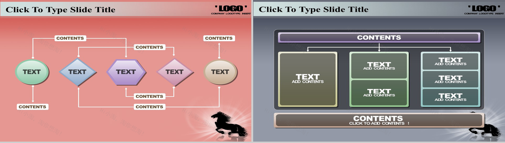 动态黑马奔腾古建筑背景PPT模板-8