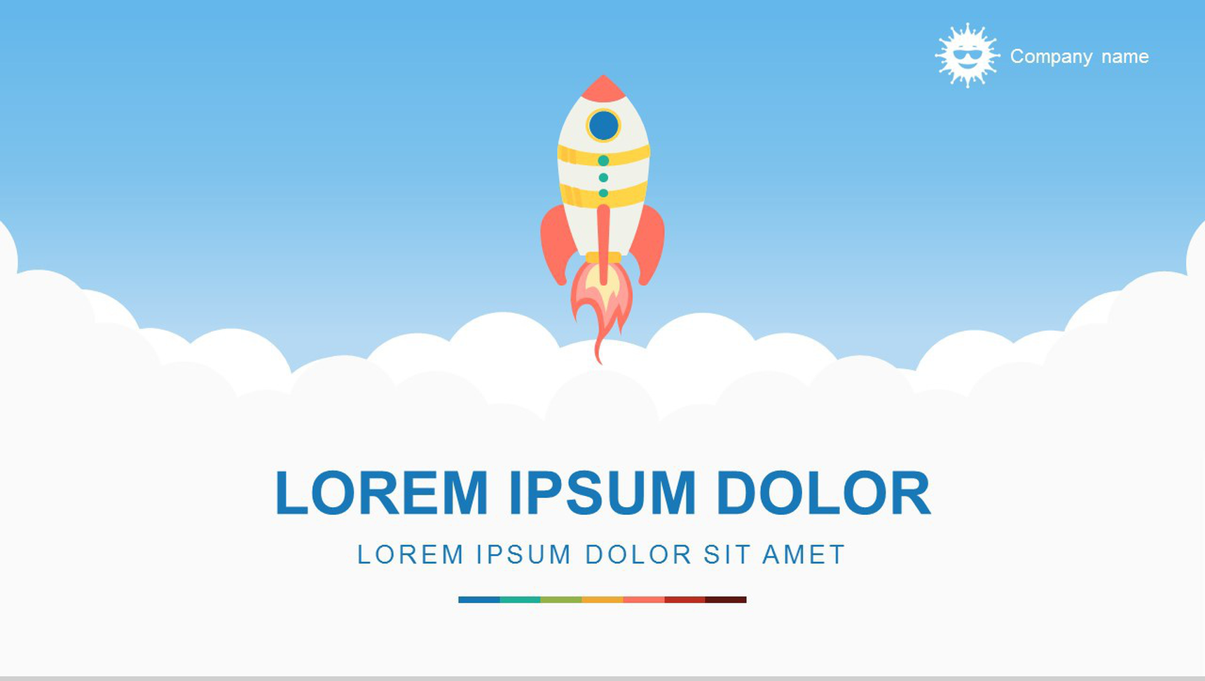 卡通小火箭商务总结通用PPT模板