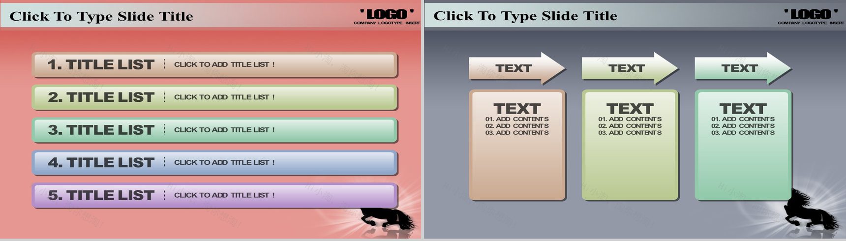 动态黑马奔腾古建筑背景PPT模板-4