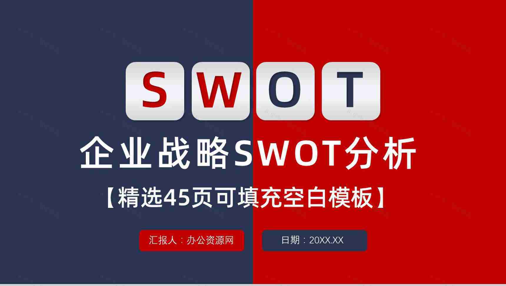 员工部门工作汇报SWOT分析案例企业战略优势劣势PPT模板-1